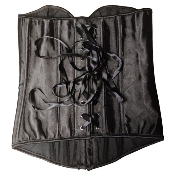 ๐ Black Sparkle Overbust Corset and Thong Set - Picture 4 of 9